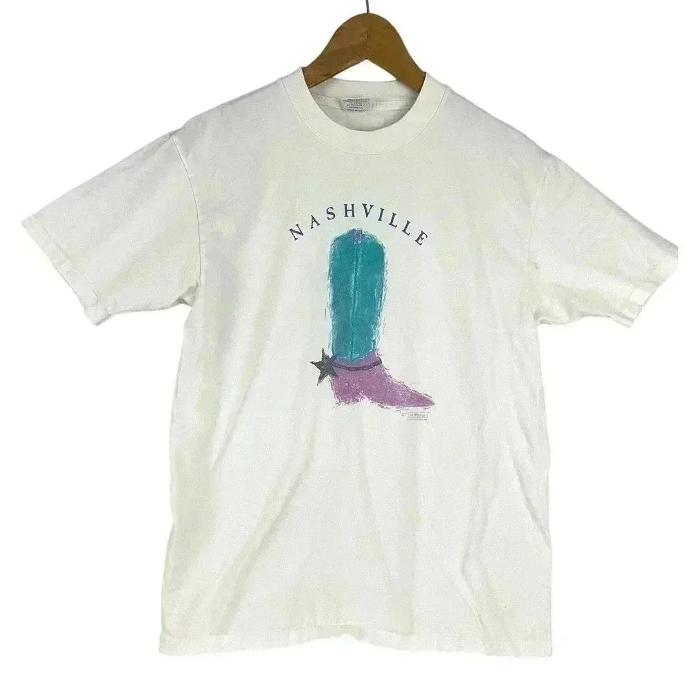 VTG Nashville Cowboy Western Boot T-Shirt LARGE 1980s